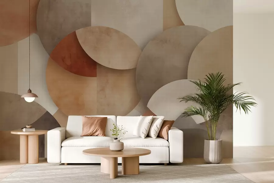 Fotobehang abstracte geometrische structuur in warme bruin- en okertinten w04310