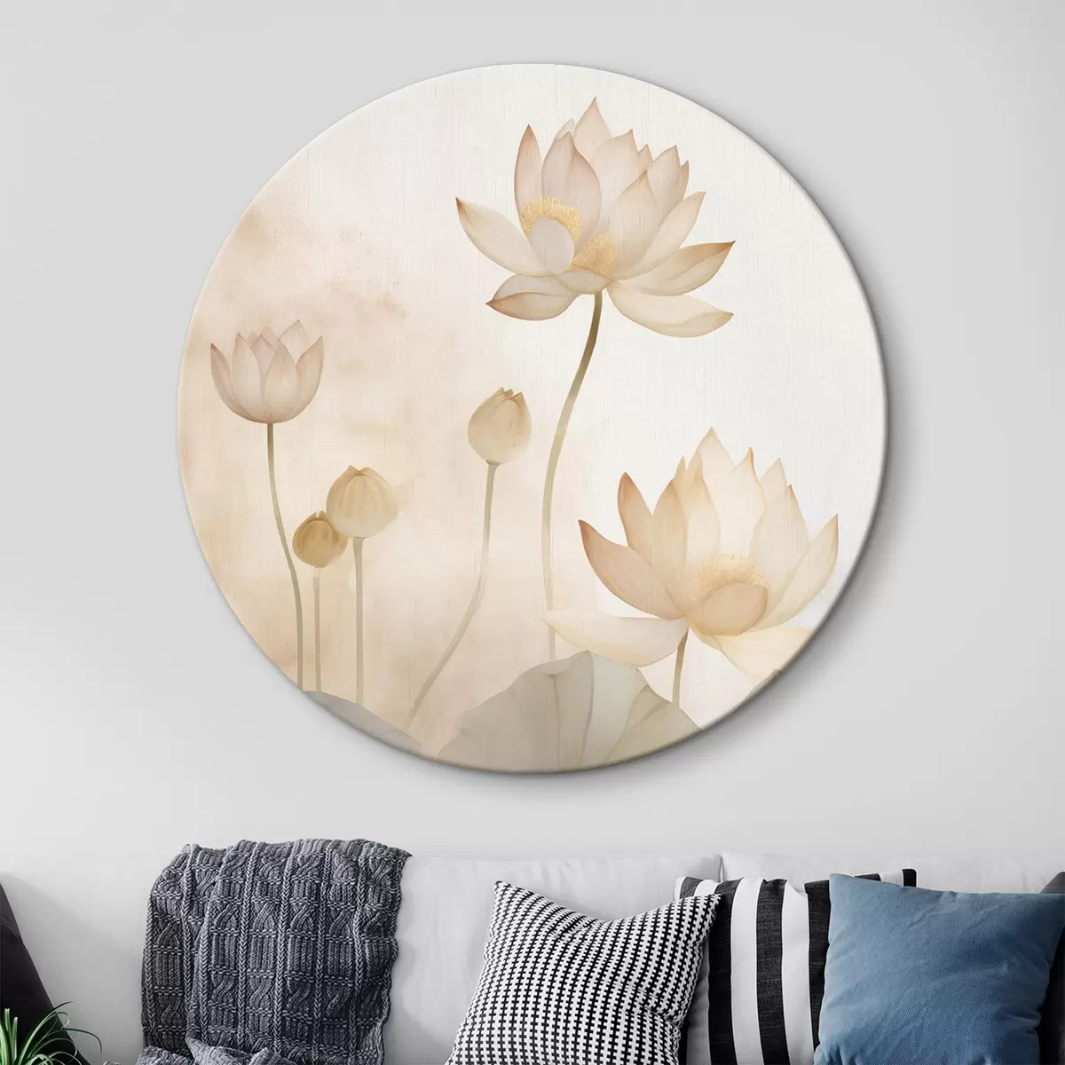 Ronde schilderijen Lichte lotusbloemen r45612