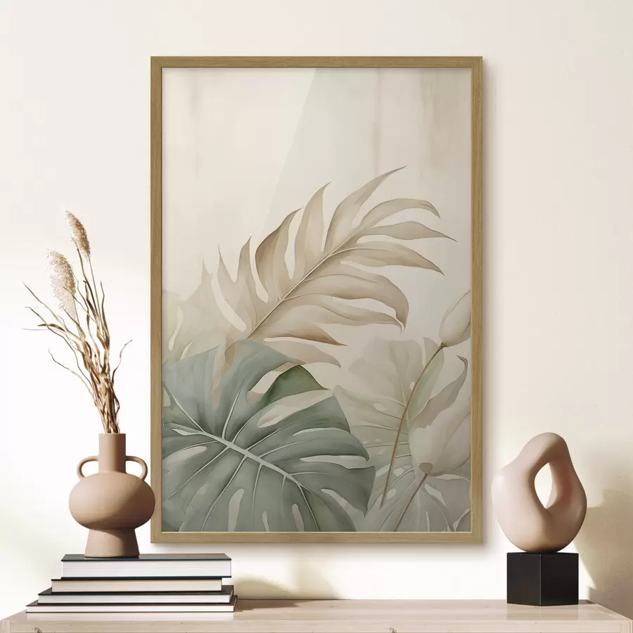 Fotobehang Tropische bladeren op lichte achtergrond f45617