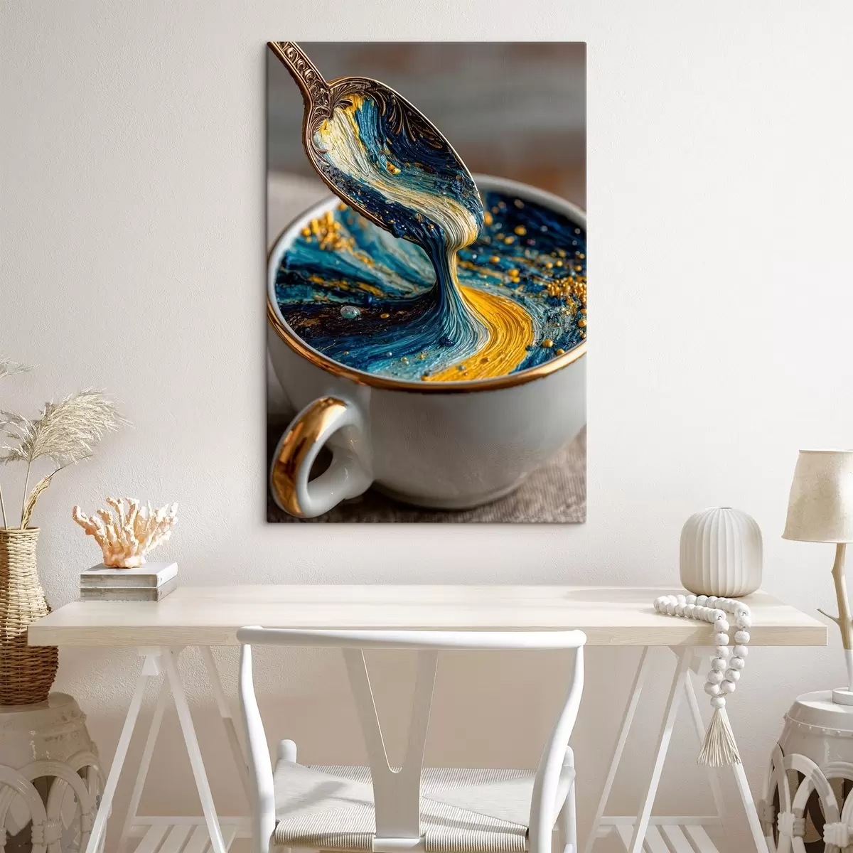  Schilderijen Abstracte compositie: gemengde kleuren in een kopje in Van Gogh-stijl s45545