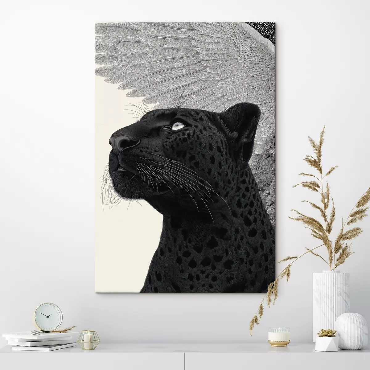  Schilderijen Grafische compositie: panter met vleugels s45548
