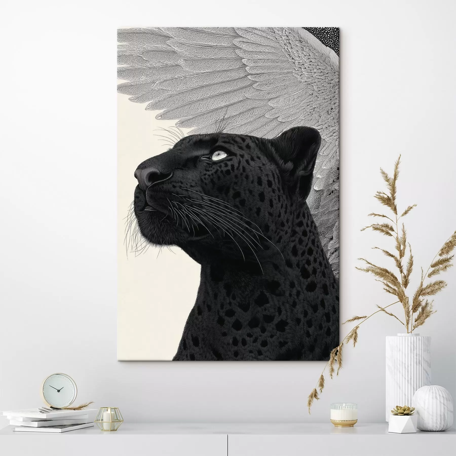  Schilderijen Grafische compositie: panter met vleugels s45548