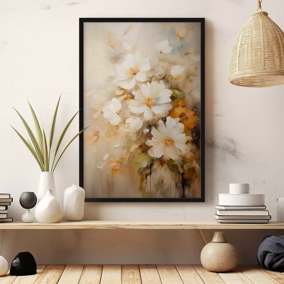Poster Compositie in pastelbeige en bruintinten f45534