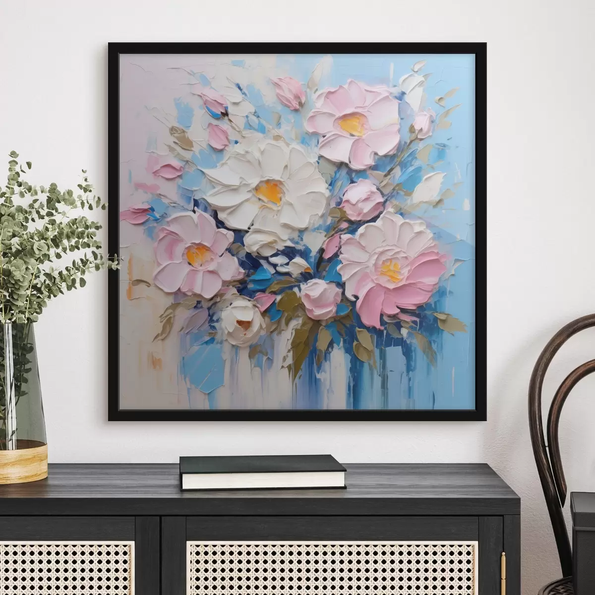 Poster Schilderachtige compositie in roze en blauwe tinten f45538