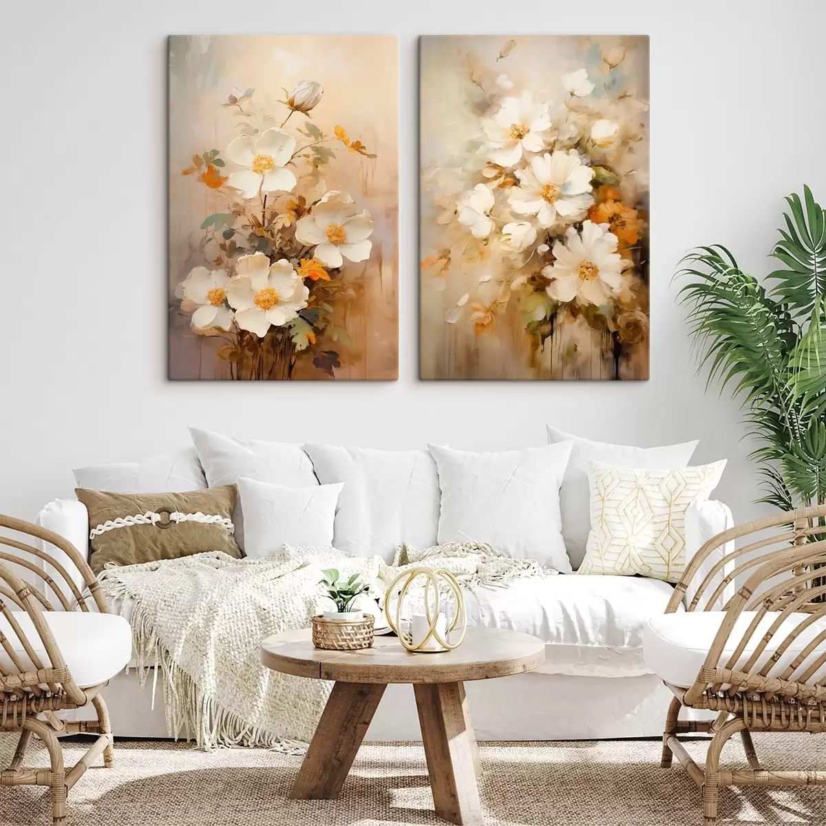  Schilderijen Wilde bloemen: decoratieve compositie met onscherpe verf m00635
