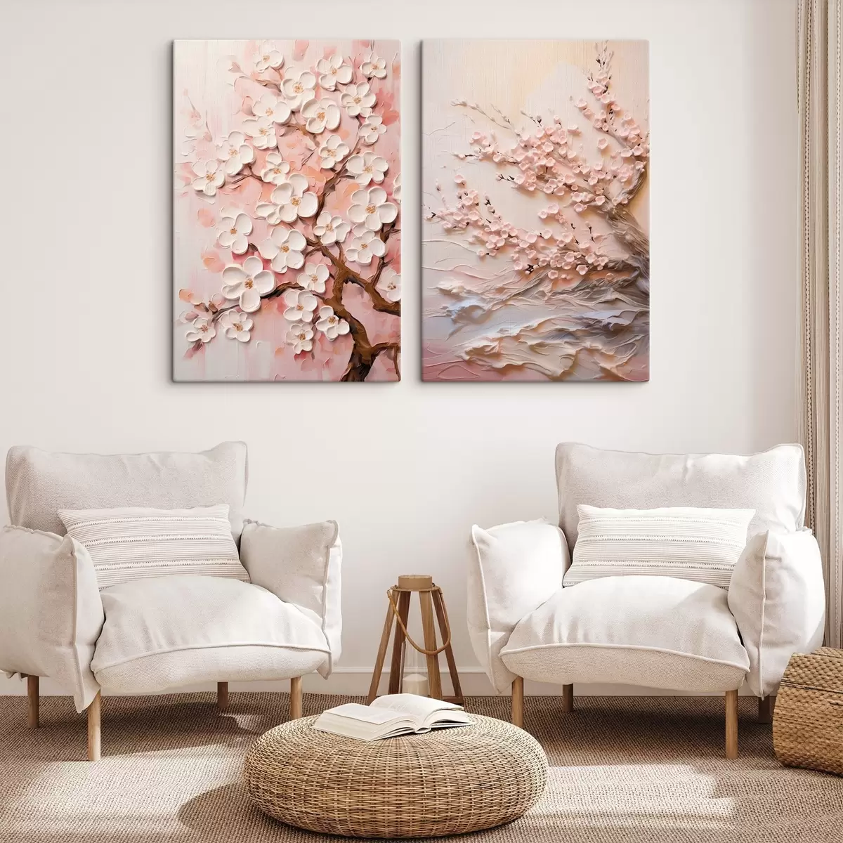  Schilderijen Bloeiende sakura: compositie in impasto stijl m00638