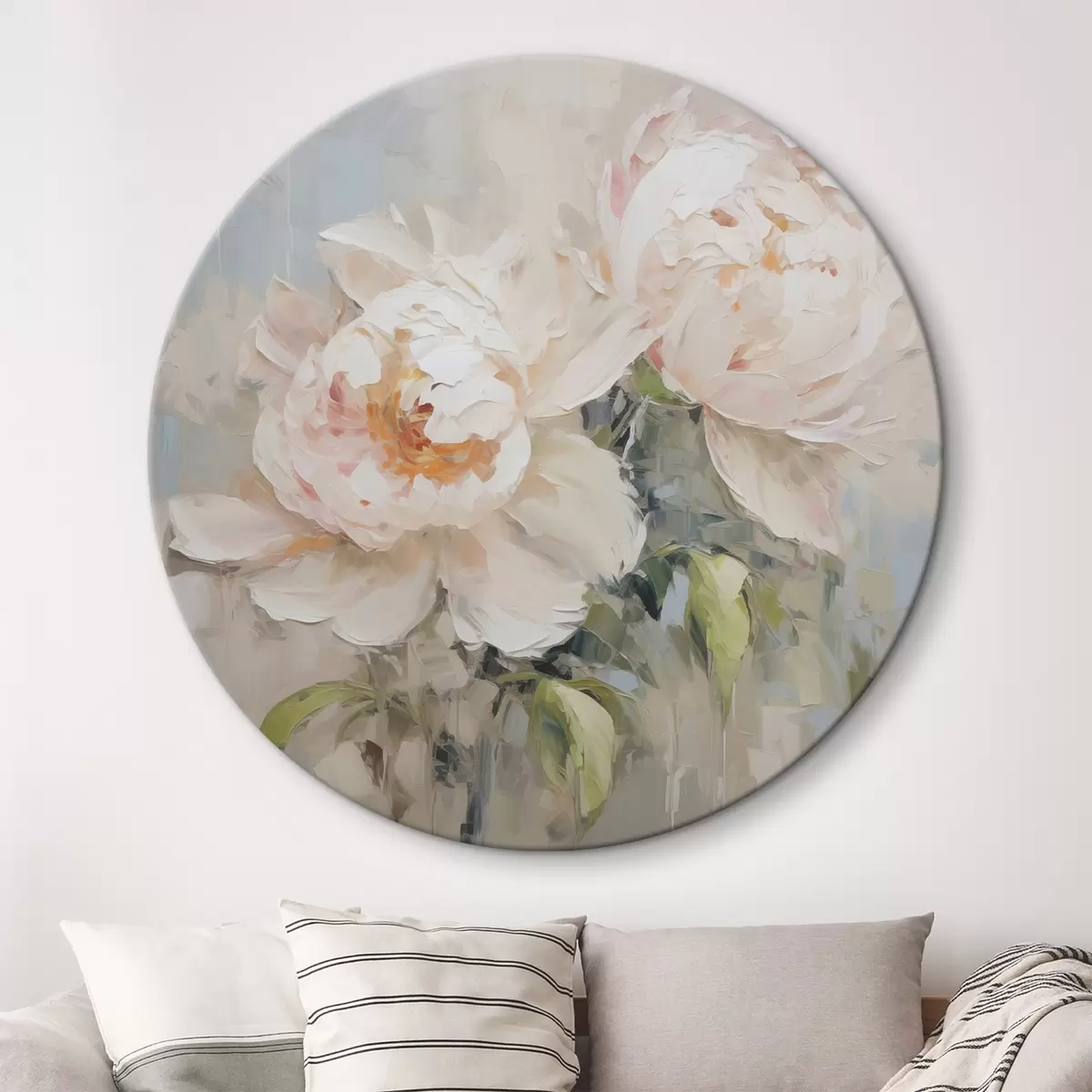 Ronde schilderijen Pioenen abstract r45608