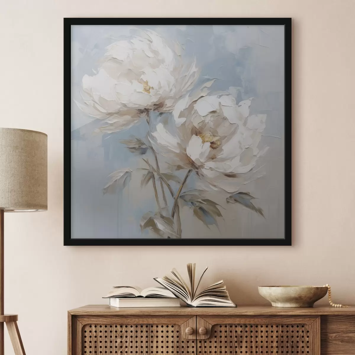 Poster Pioenrozen imitatieschilderij f45607