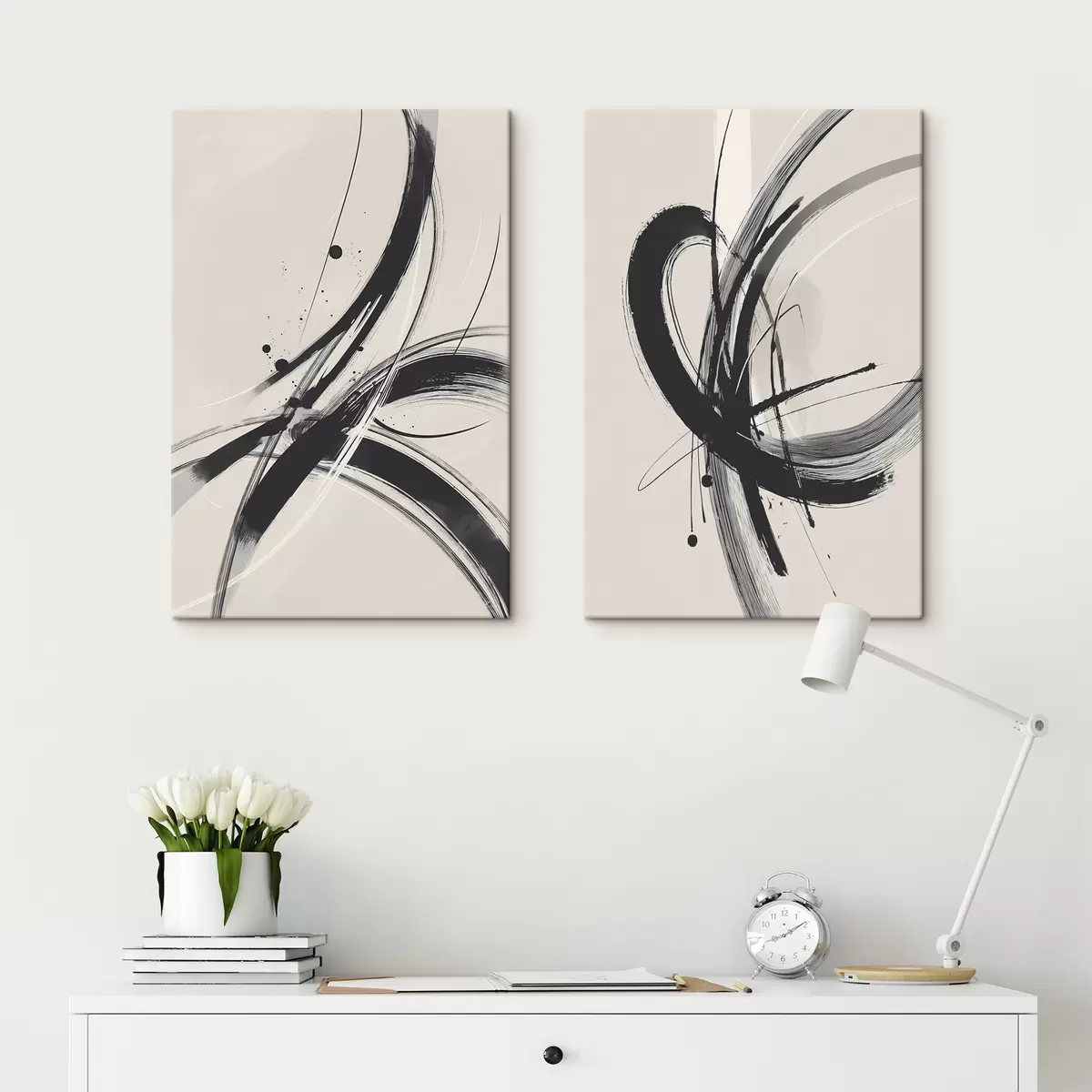  Schilderijen Abstracte minimalistische penseelstreken m00613