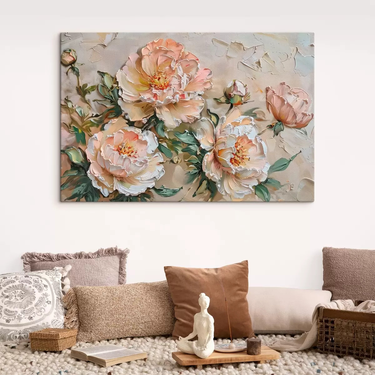  Schilderijen Pioen impasto imitatie s45447