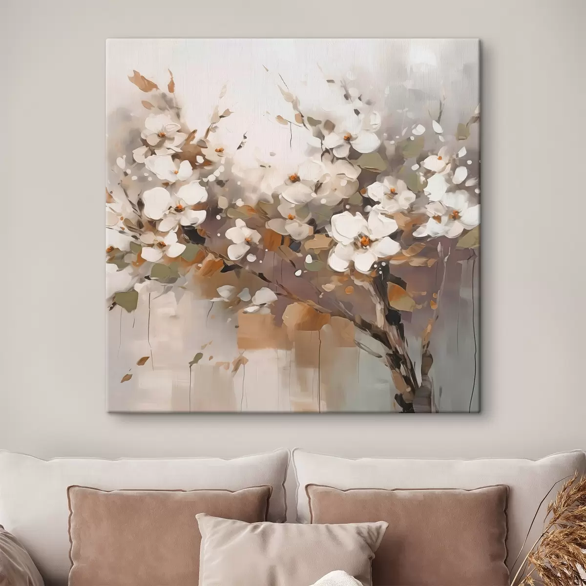  Schilderijen Abstracte tak met bloemen s45579