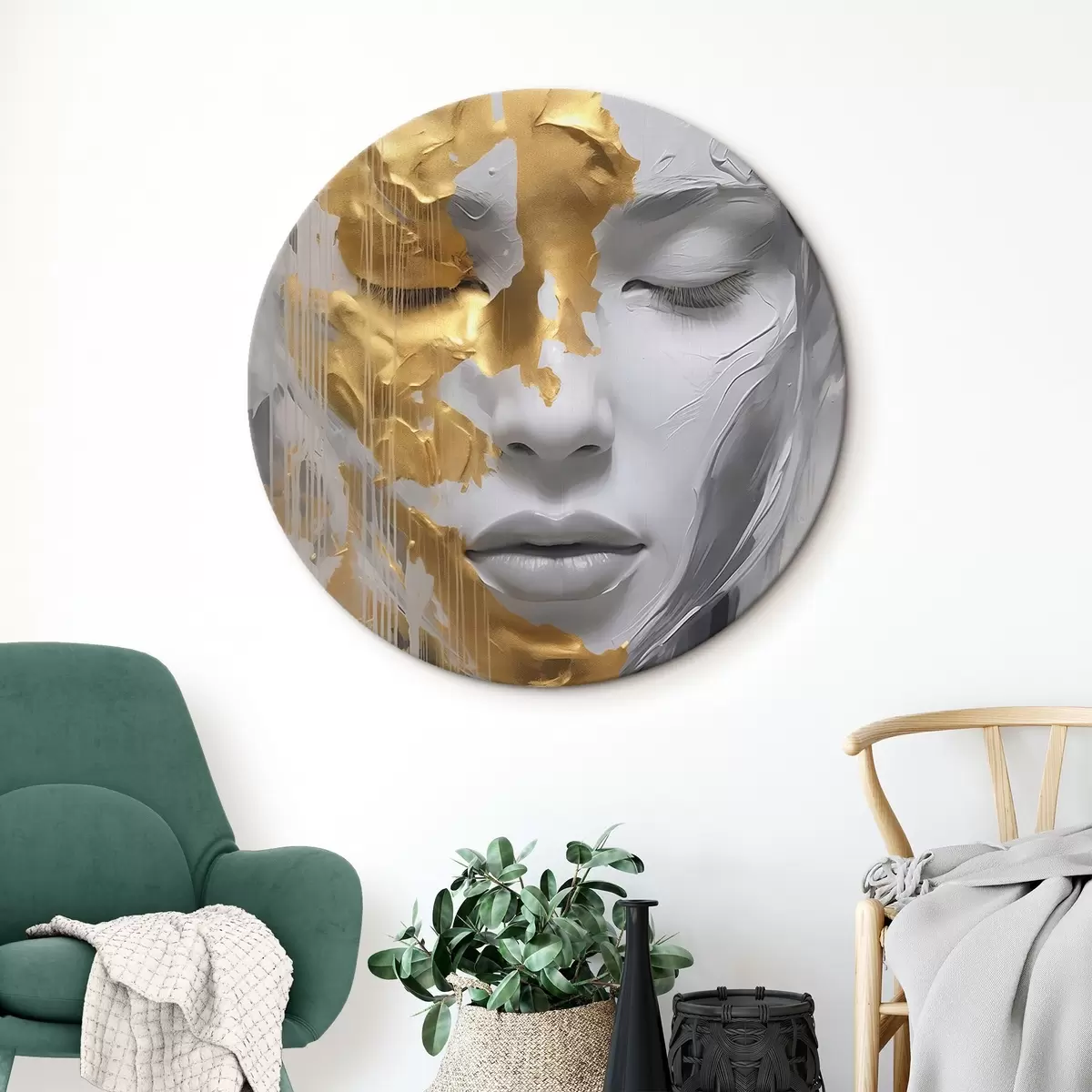 Ronde schilderijen Abstract portret van een vrouw r45448