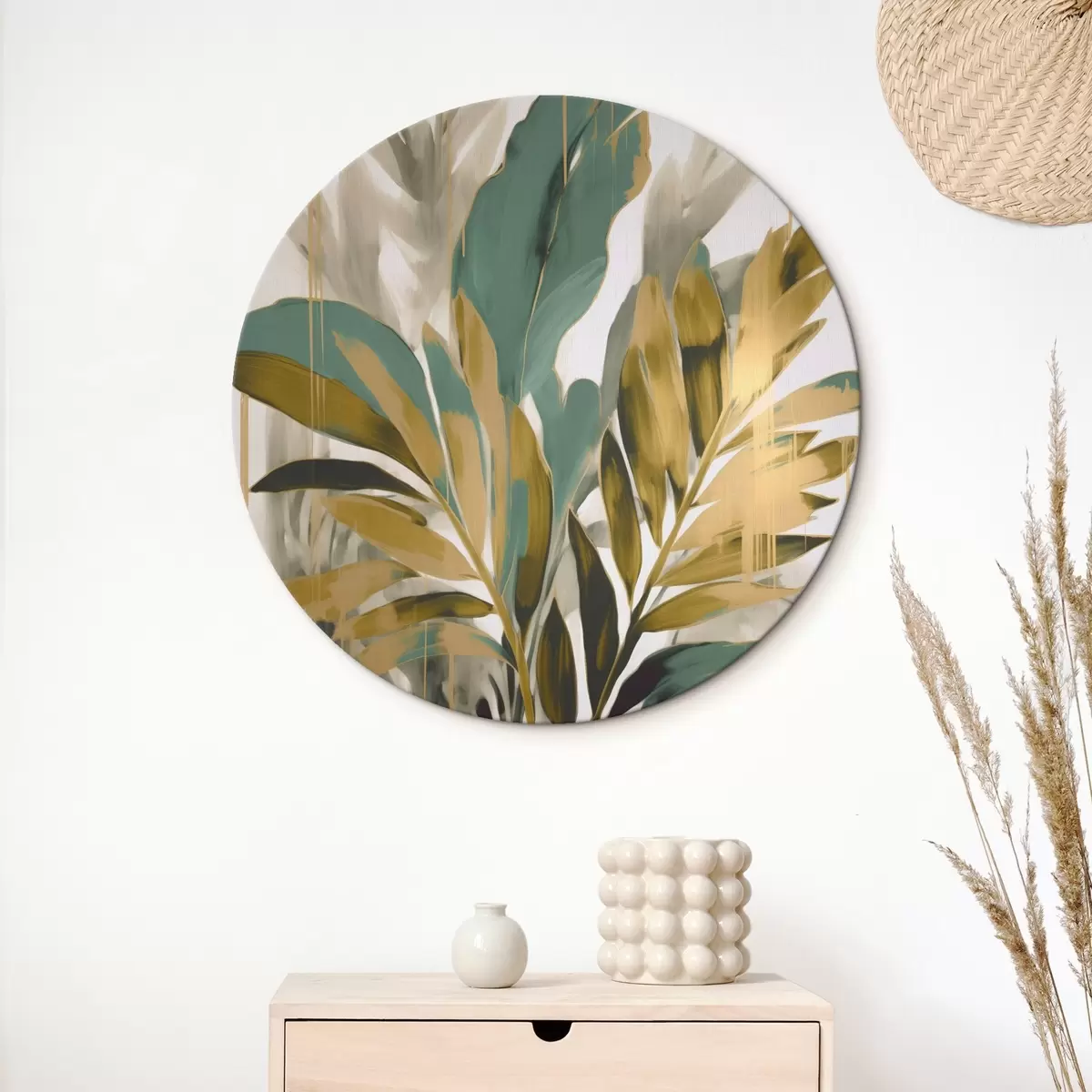 Ronde schilderijen Abstracte tropische bladeren r45590