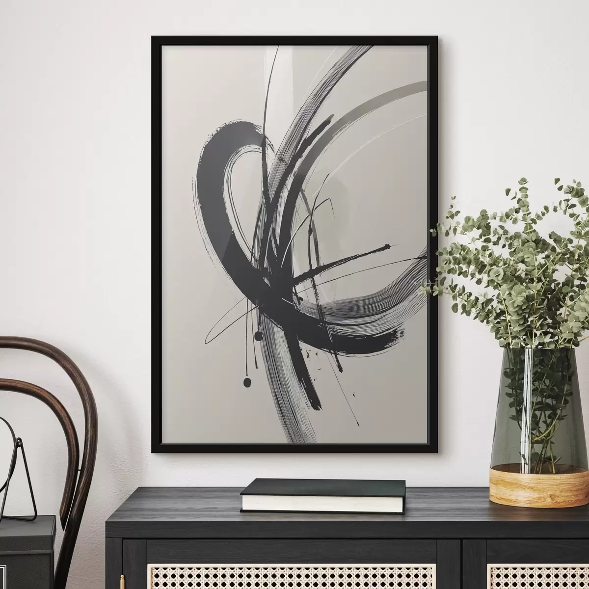 Poster Abstracte minimalistische penseelstreken f45582