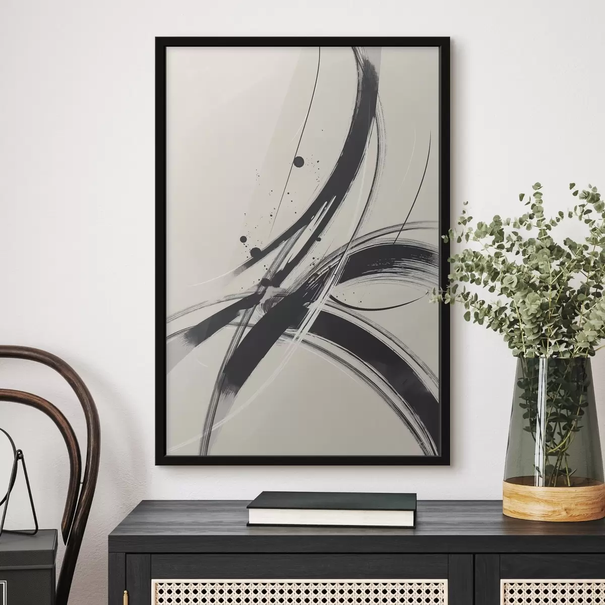 Poster Abstracte minimalistische penseelstreken f45583