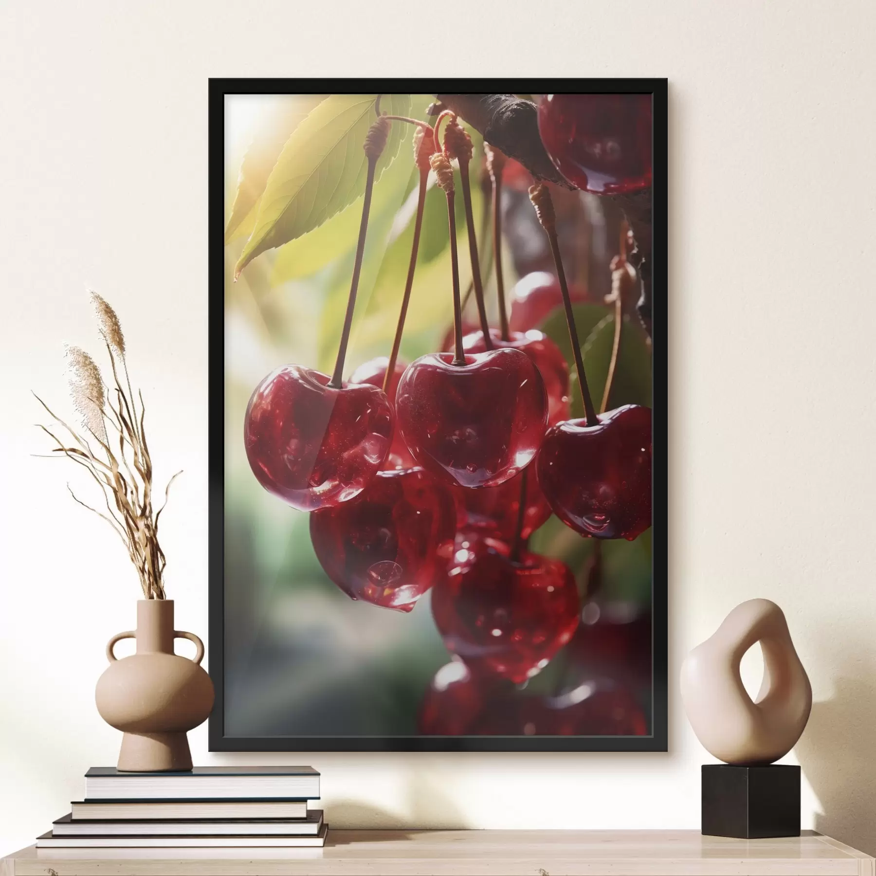 Fotobehang Felrode kersen in de zon f45498