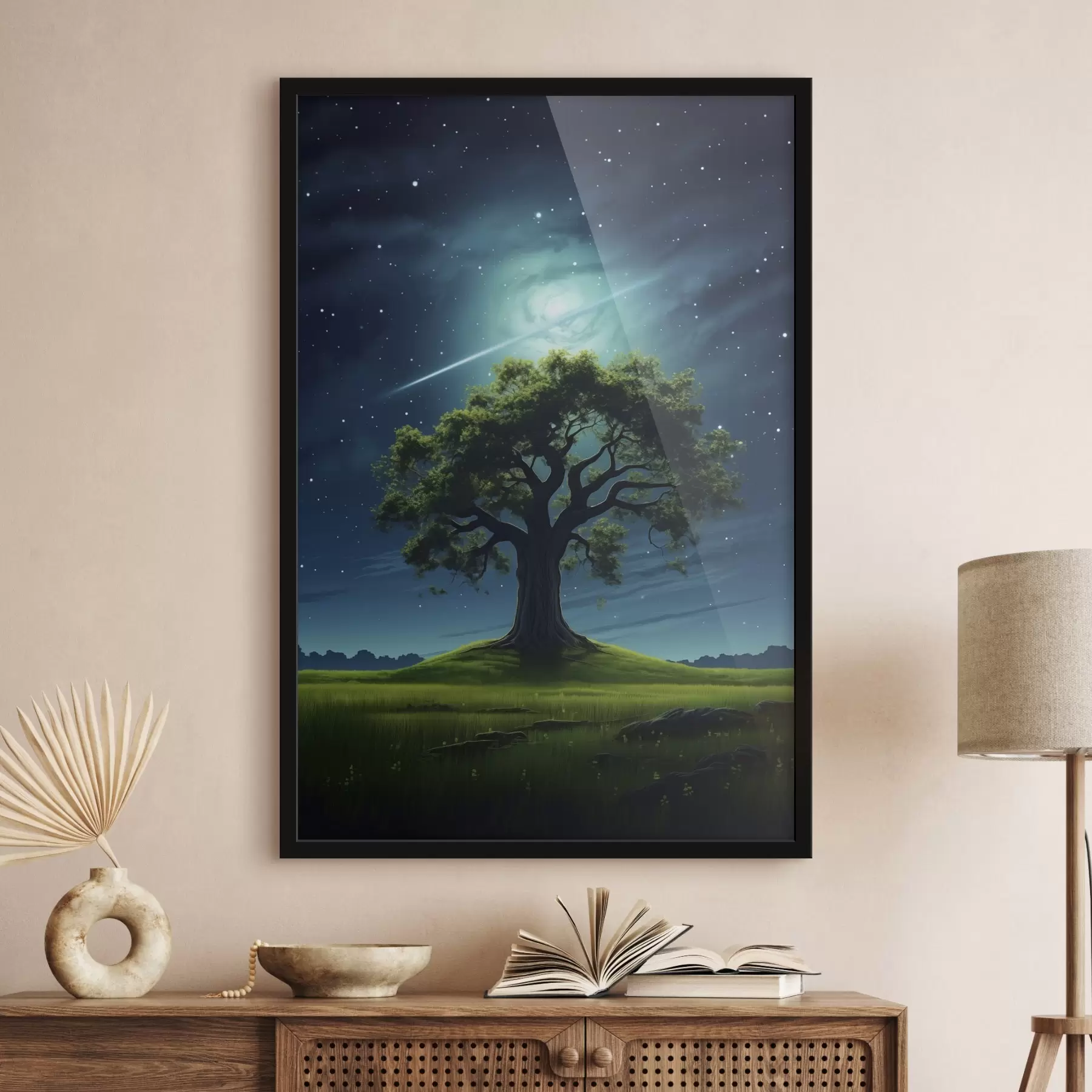 Fotobehang Regendruppels op glas met nachtlampjes f45503