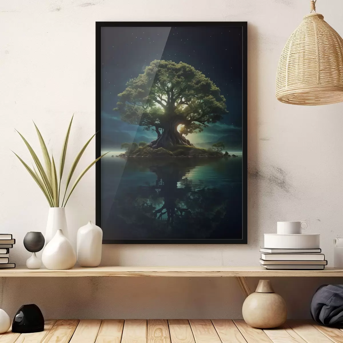 Poster Een groene appel met waterdruppels f45510