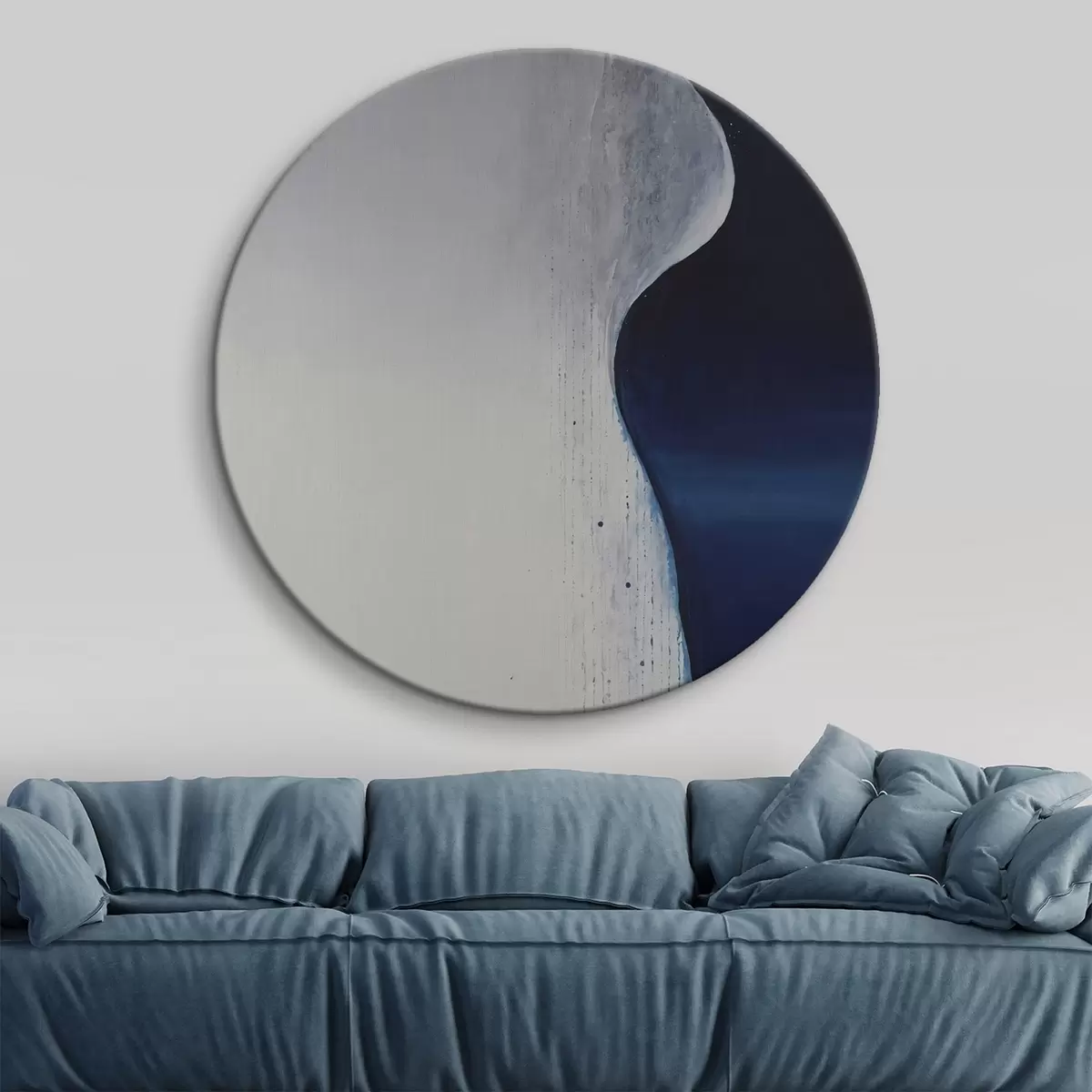 Ronde schilderijen Abstract met rode penseelstreken op een zwarte achtergrond r45493