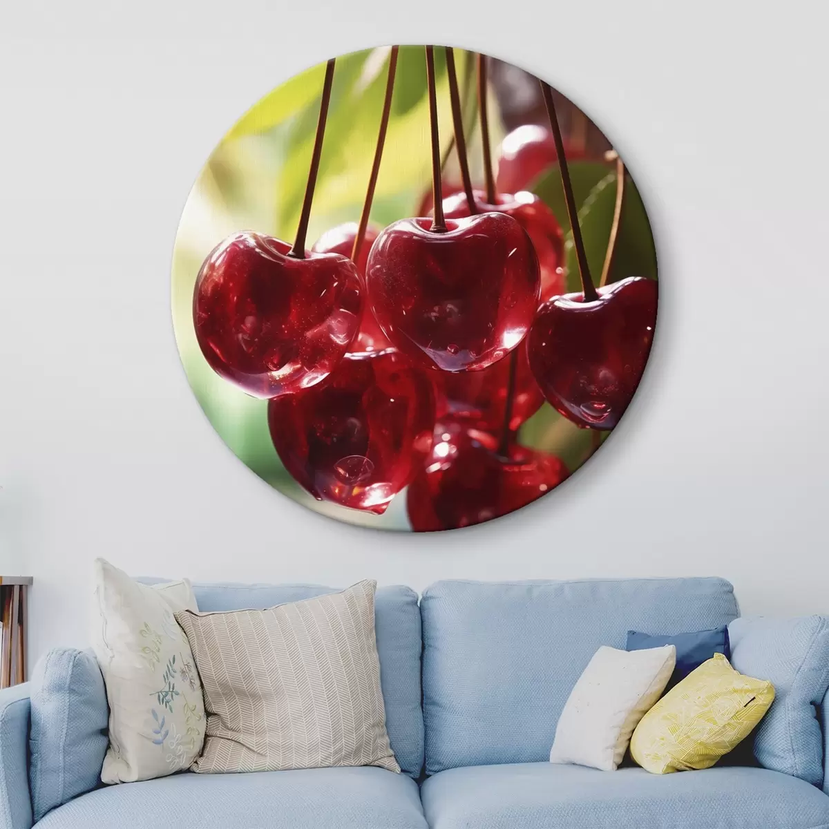 Ronde schilderijen Portret van een meisje met abstract oranje schilderij r45498