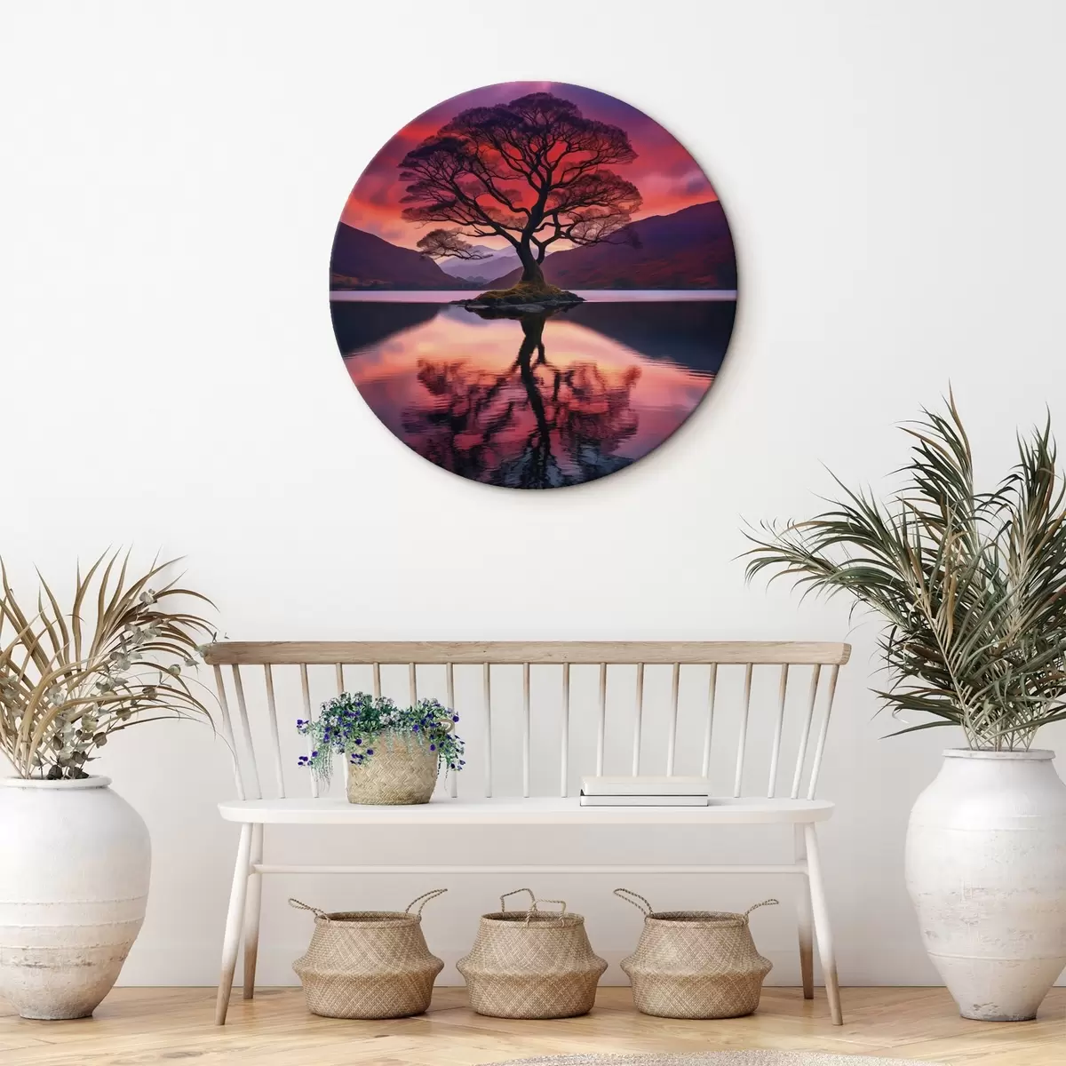Ronde schilderijen Waterdruppel die valt met lichtschijnsels r45504