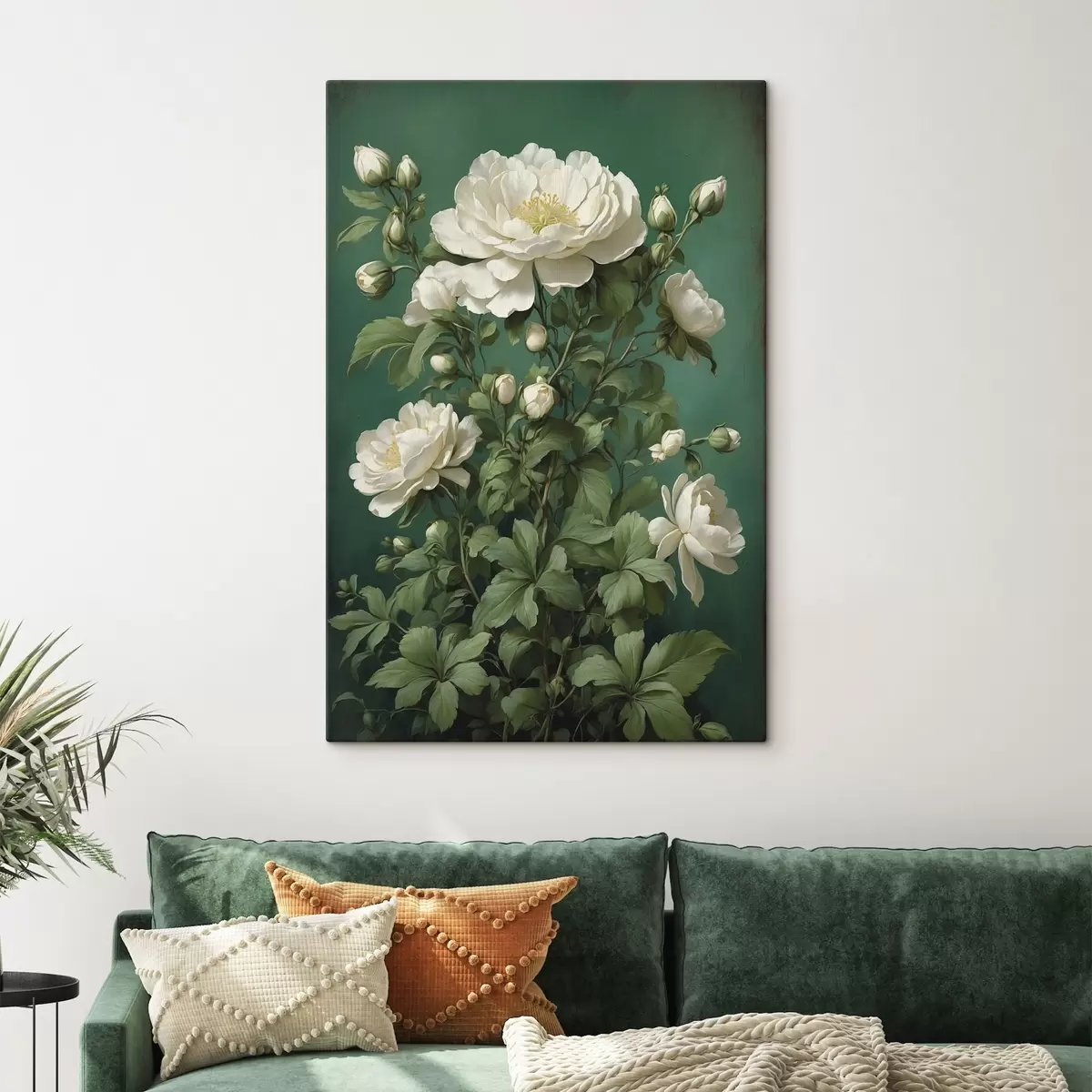  Schilderijen Grote blauwe klaprozen met knoppen op een lichte achtergrond s45491