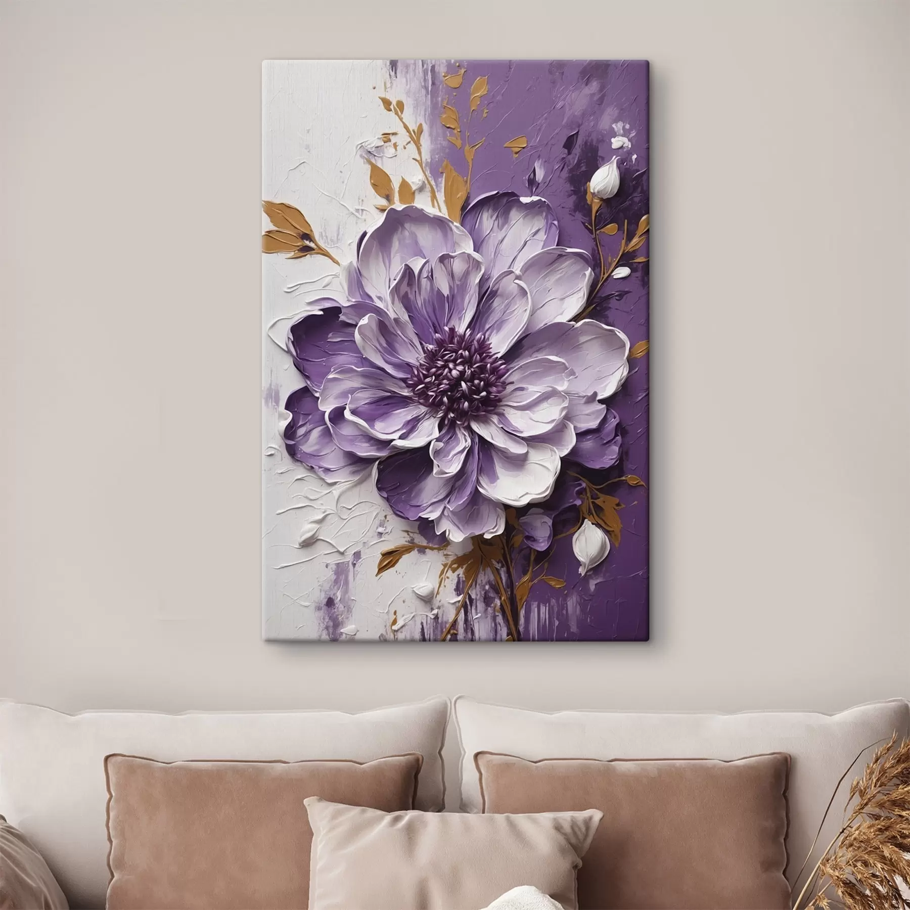  Schilderijen Paarse bloem in de stijl van volumetrisch schilderen s45492