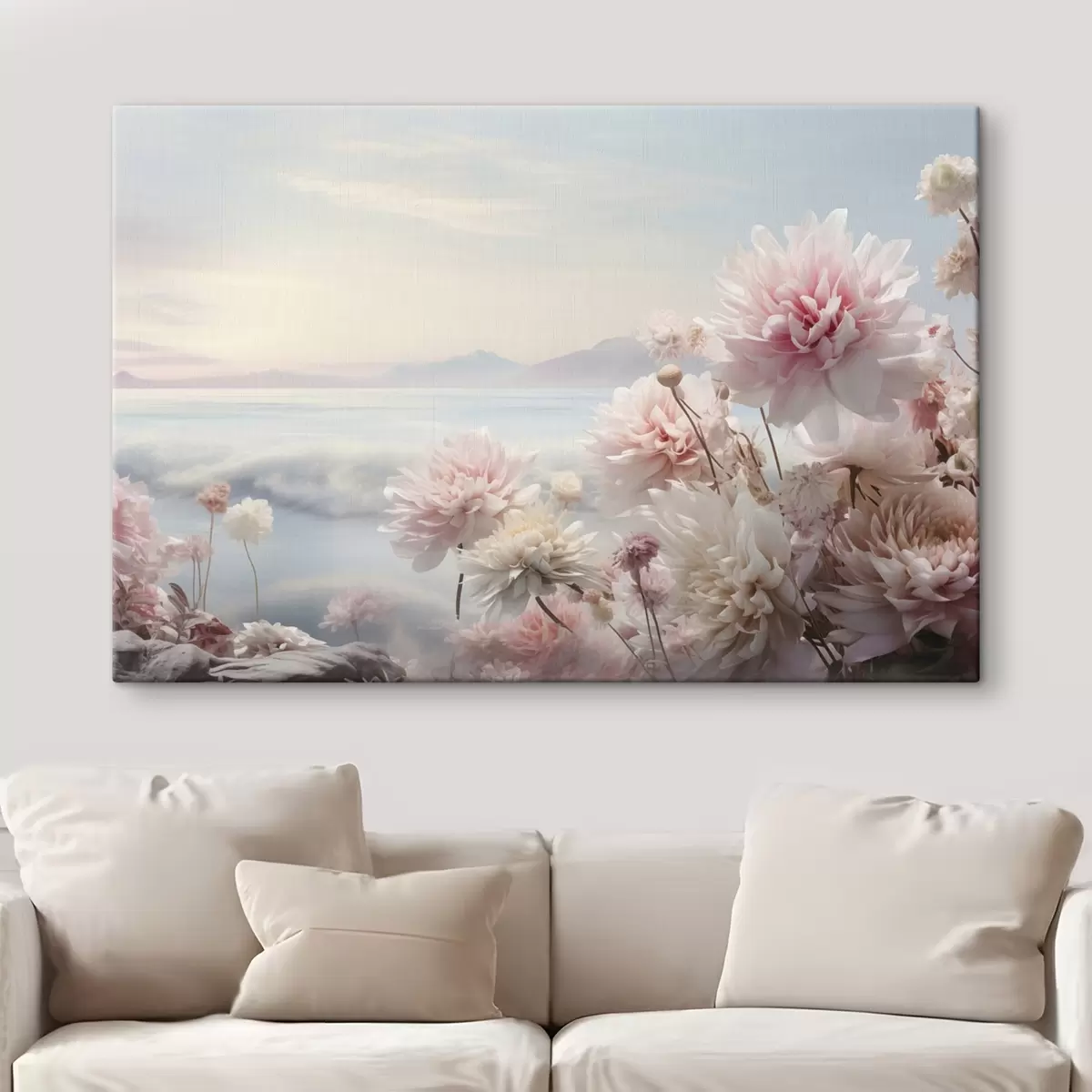  Schilderijen Abstract schilderij in wit, blauw en donkerblauwe tinten s45496