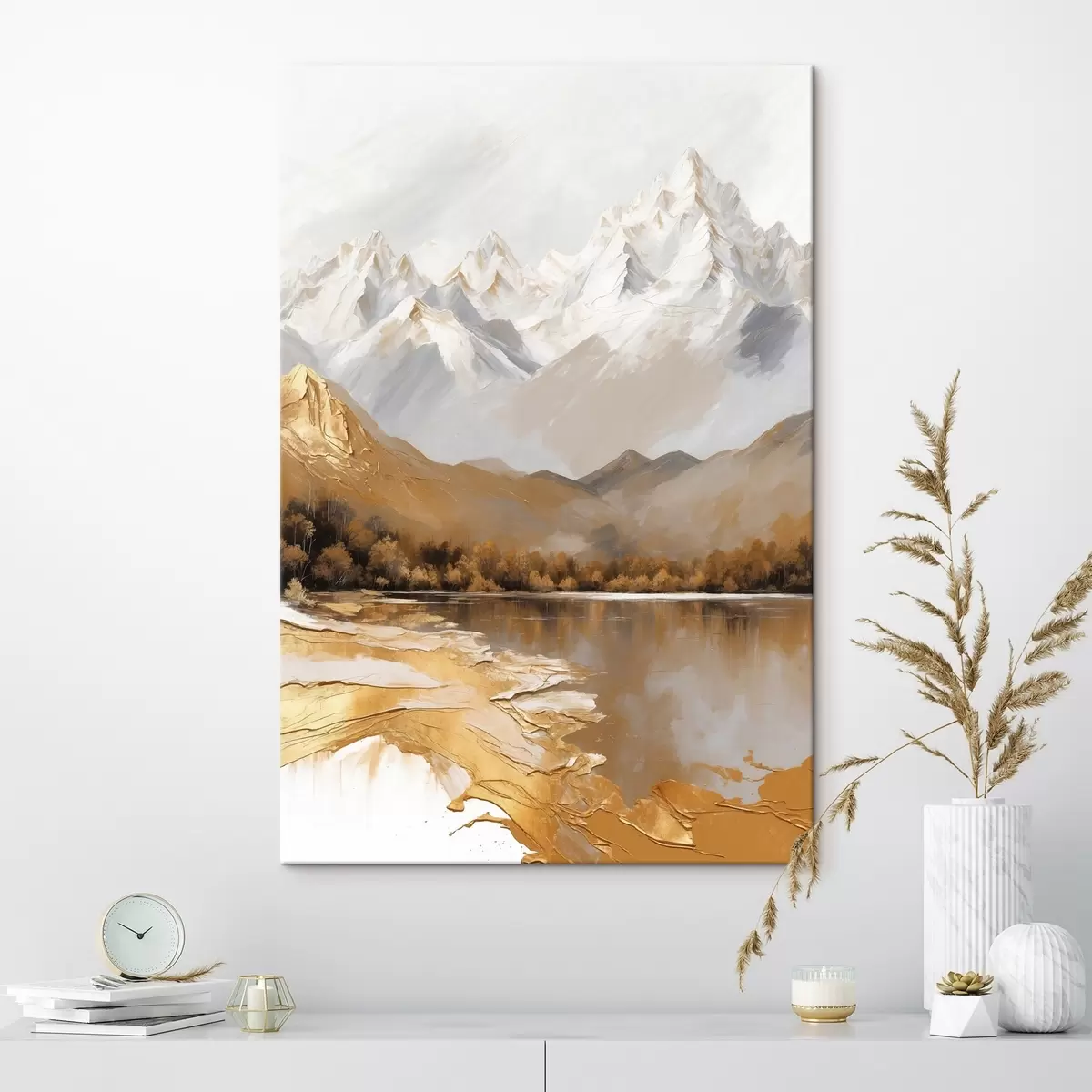  Schilderijen Berglandschap met een meer en bomen s45620