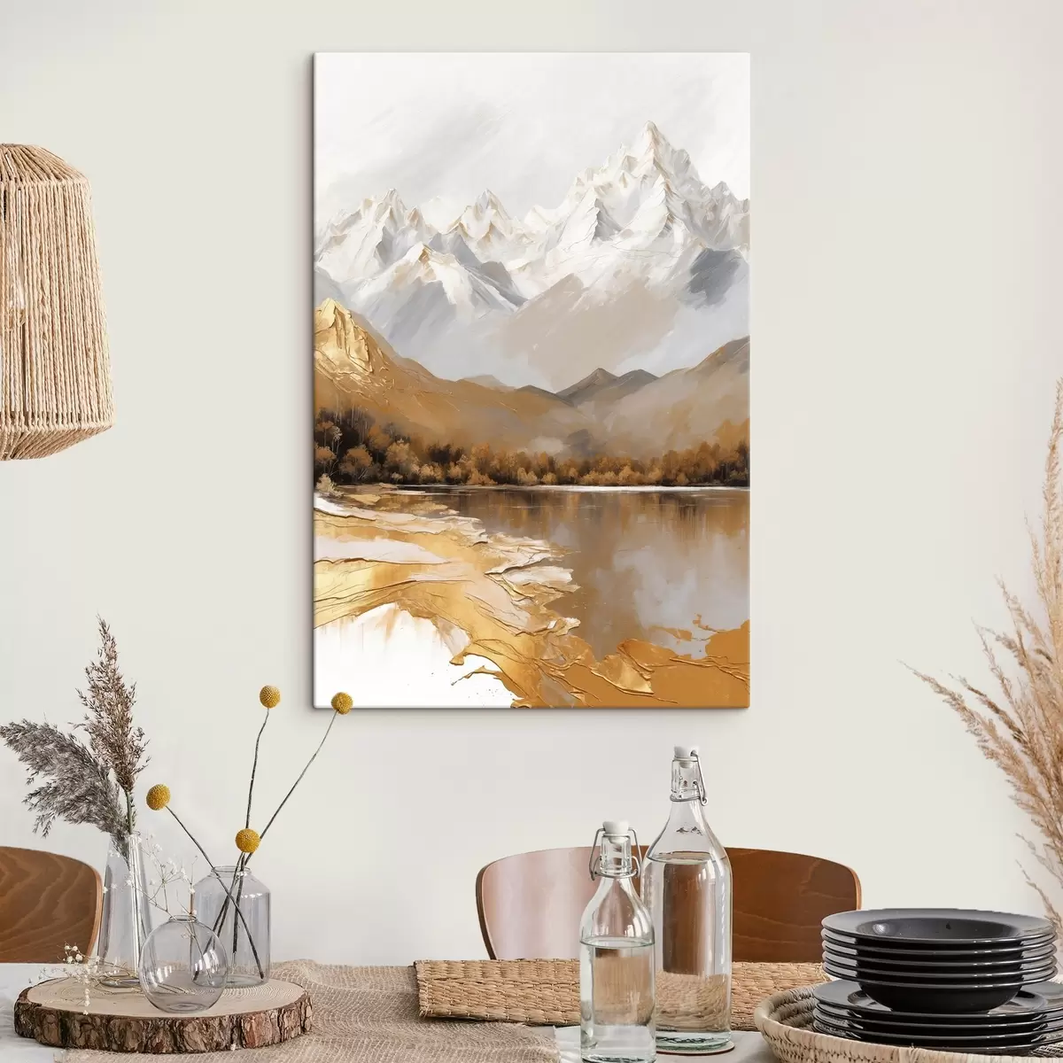  Schilderijen Berglandschap met een meer en bomen s45620