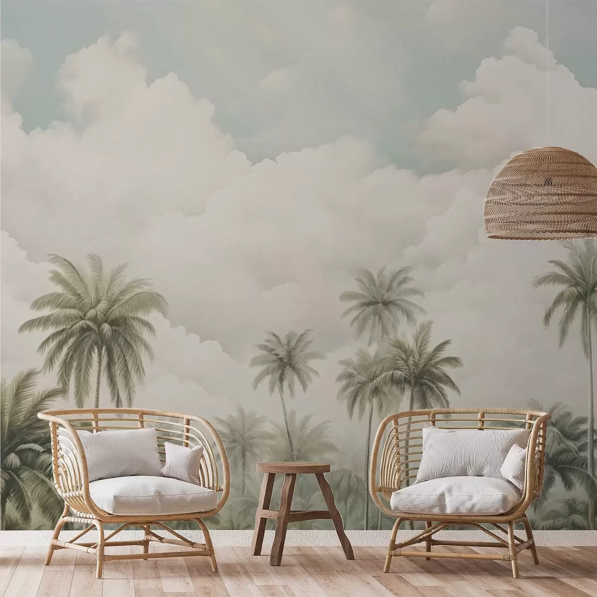 Fotobehang Palmbomen tegen de achtergrond van wolken w04485