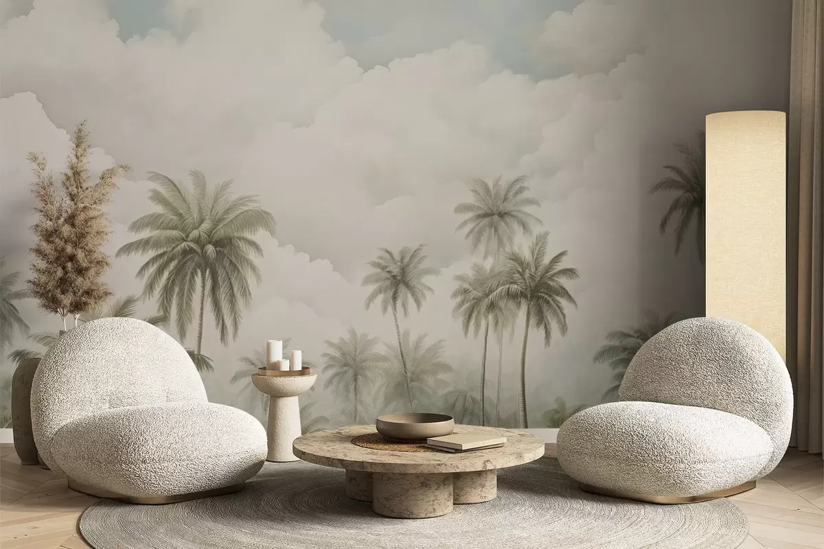 Fotobehang Palmbomen tegen de achtergrond van wolken w04485