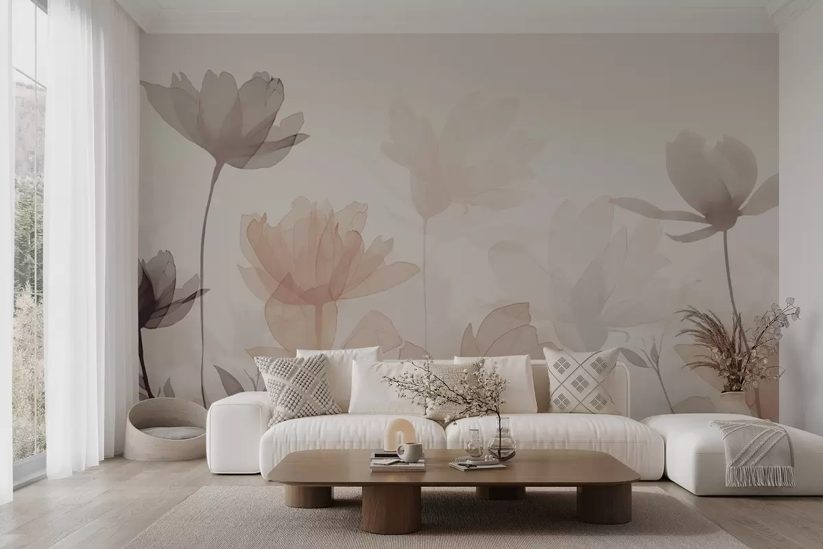 Fotobehang Silhouetten van bloemen w04489