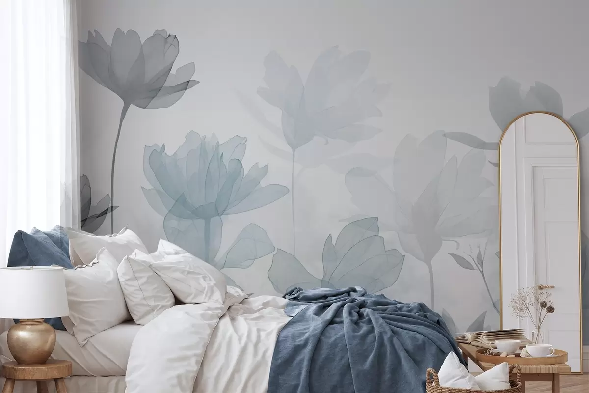 Fotobehang Silhouetten van bloemen w04489v1