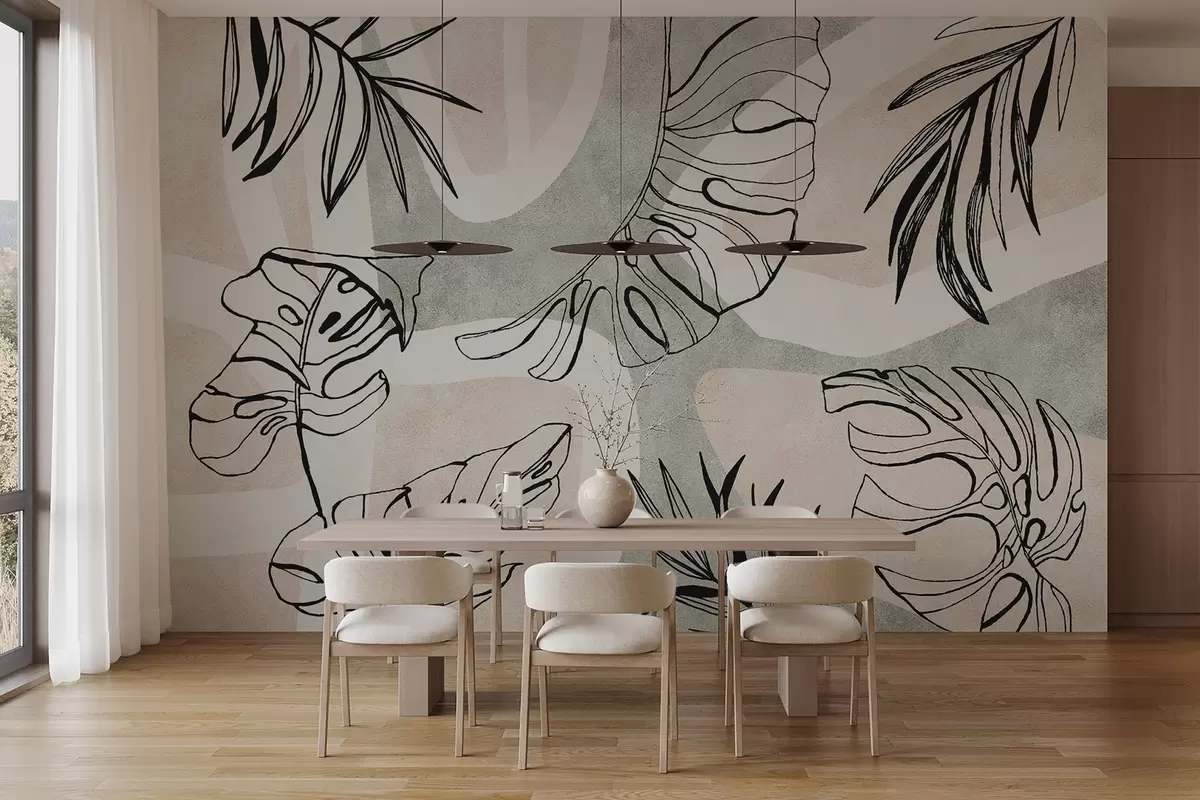 Fotobehang Abstractie met planten w04492