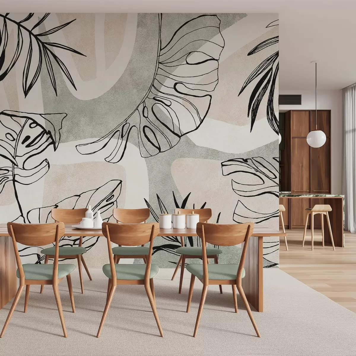 Fotobehang Abstractie met planten w04492
