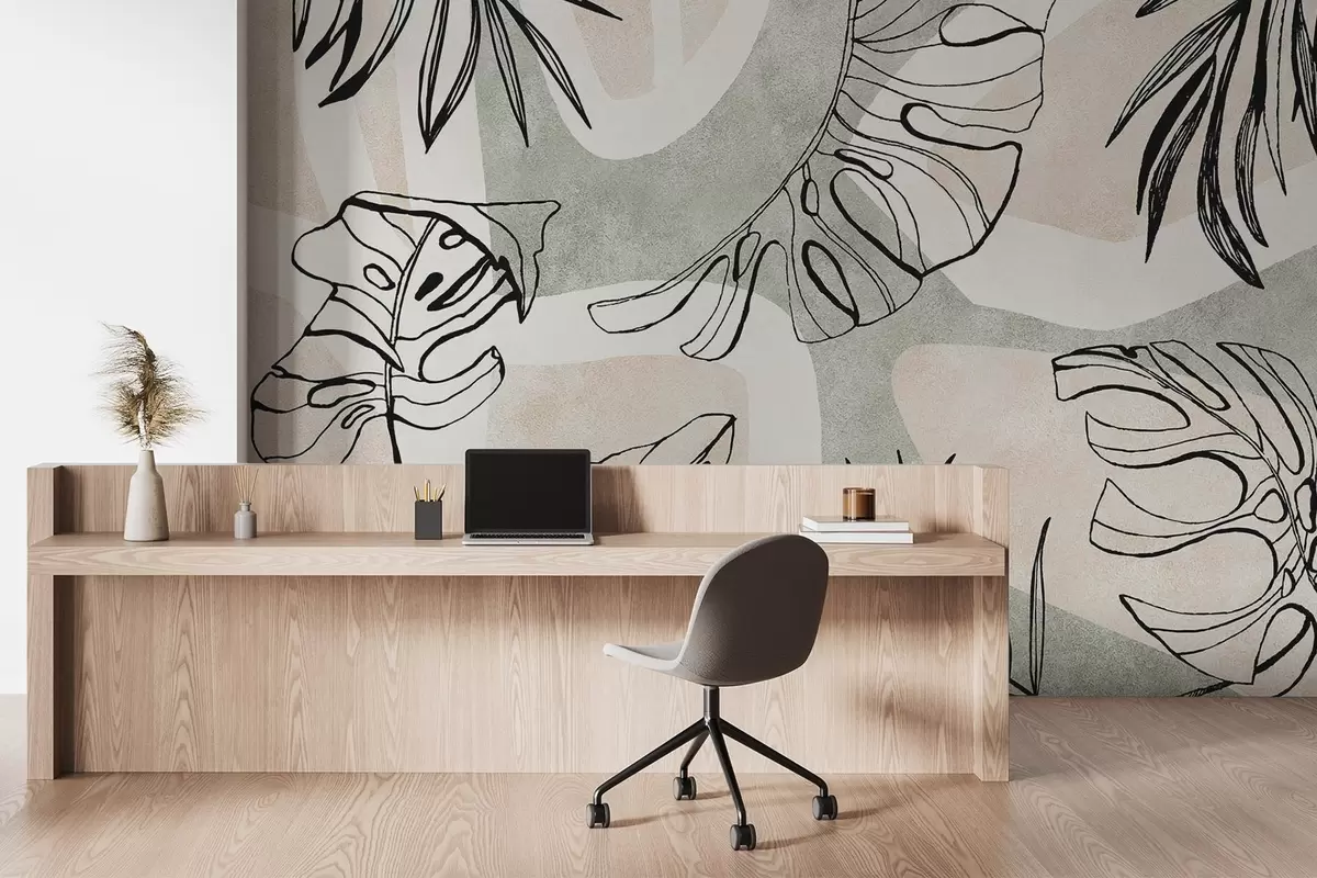Fotobehang Abstractie met planten w04492