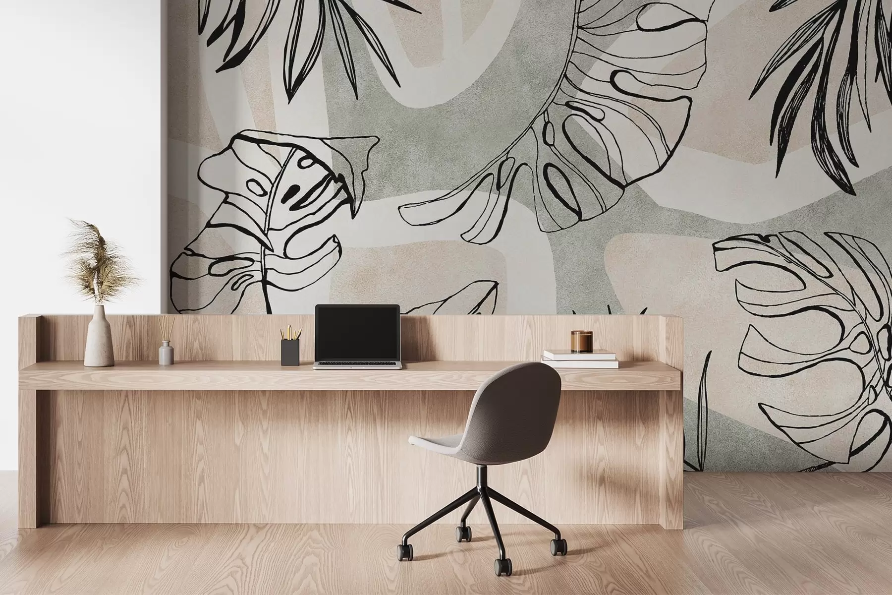 Fotobehang Abstractie met planten w04492