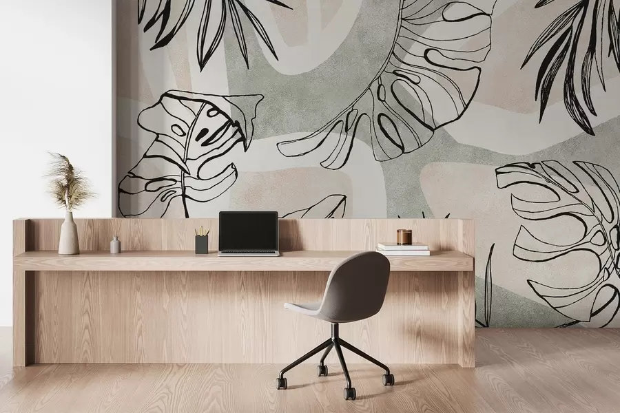 Fotobehang Abstractie met planten w04492
