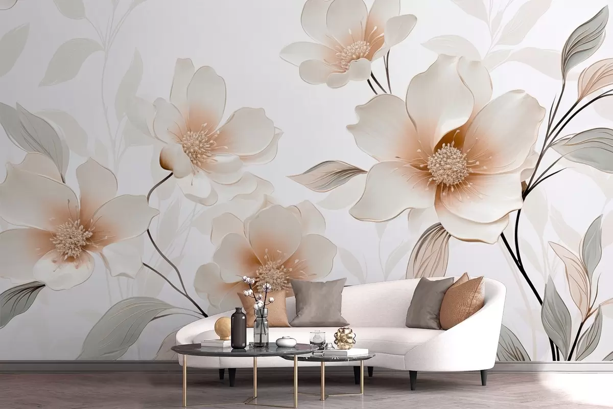 Fotobehang Bloemen met pastelkleurige bloemblaadjes w09353