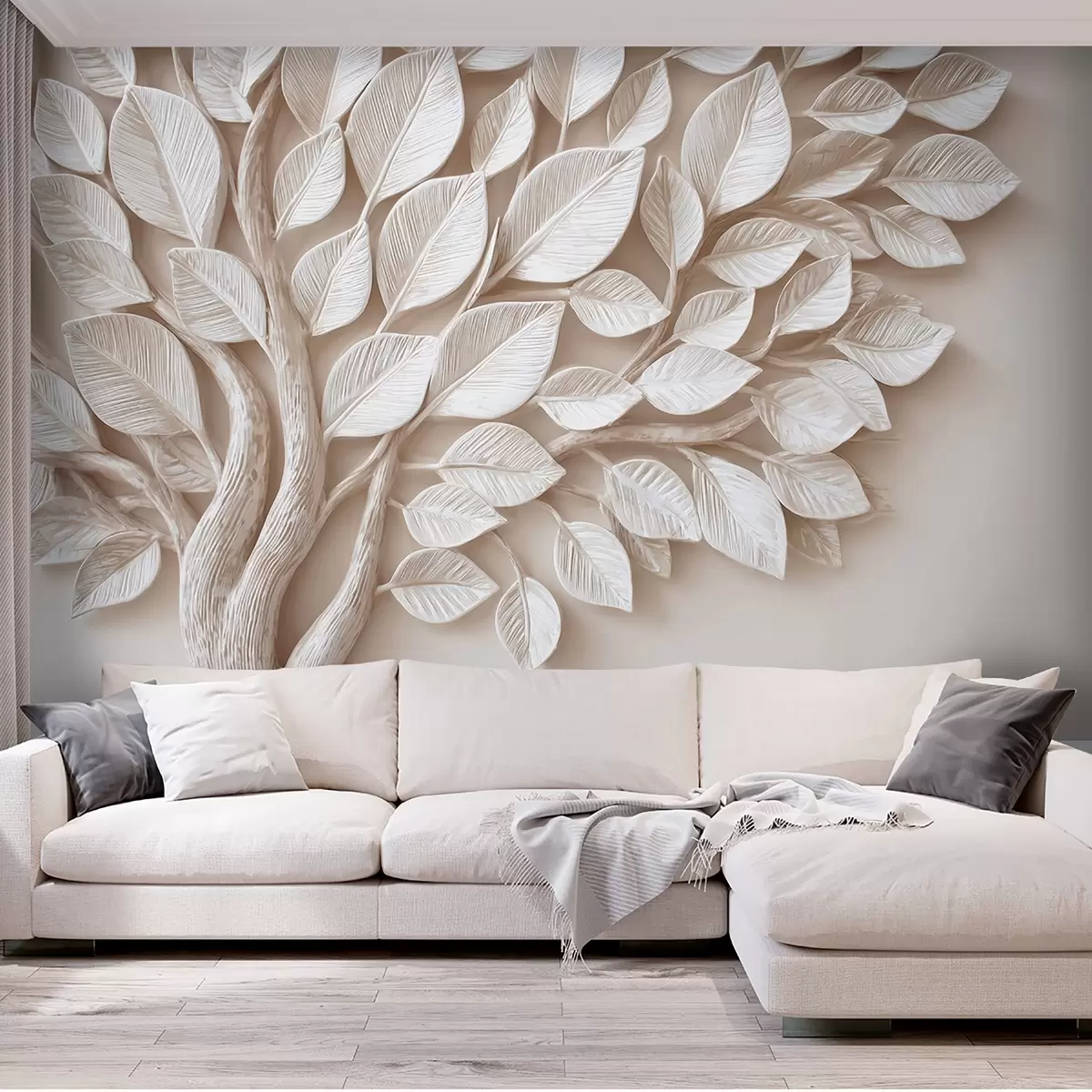 Fotobehang Reliëf boom met bladeren w09359