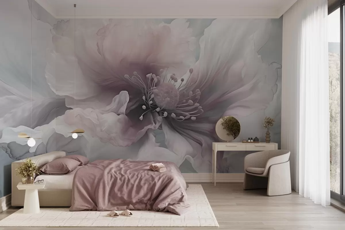 Fotobehang Delicate bloem met roze en witte bloemblaadjes w04446