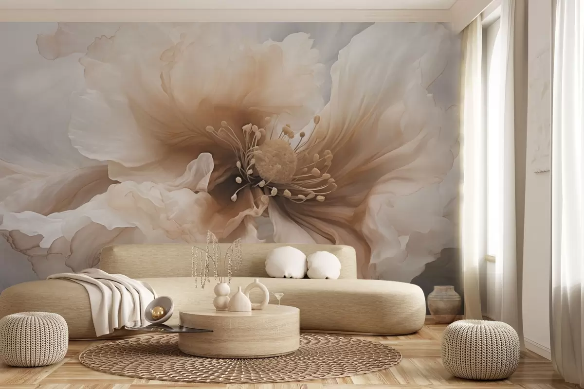 Fotobehang Delicate bloem in warme beige tinten w04446v1