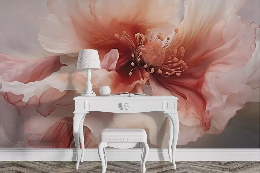 Fotobehang Grote bloem in rode en roze tinten w04446v2