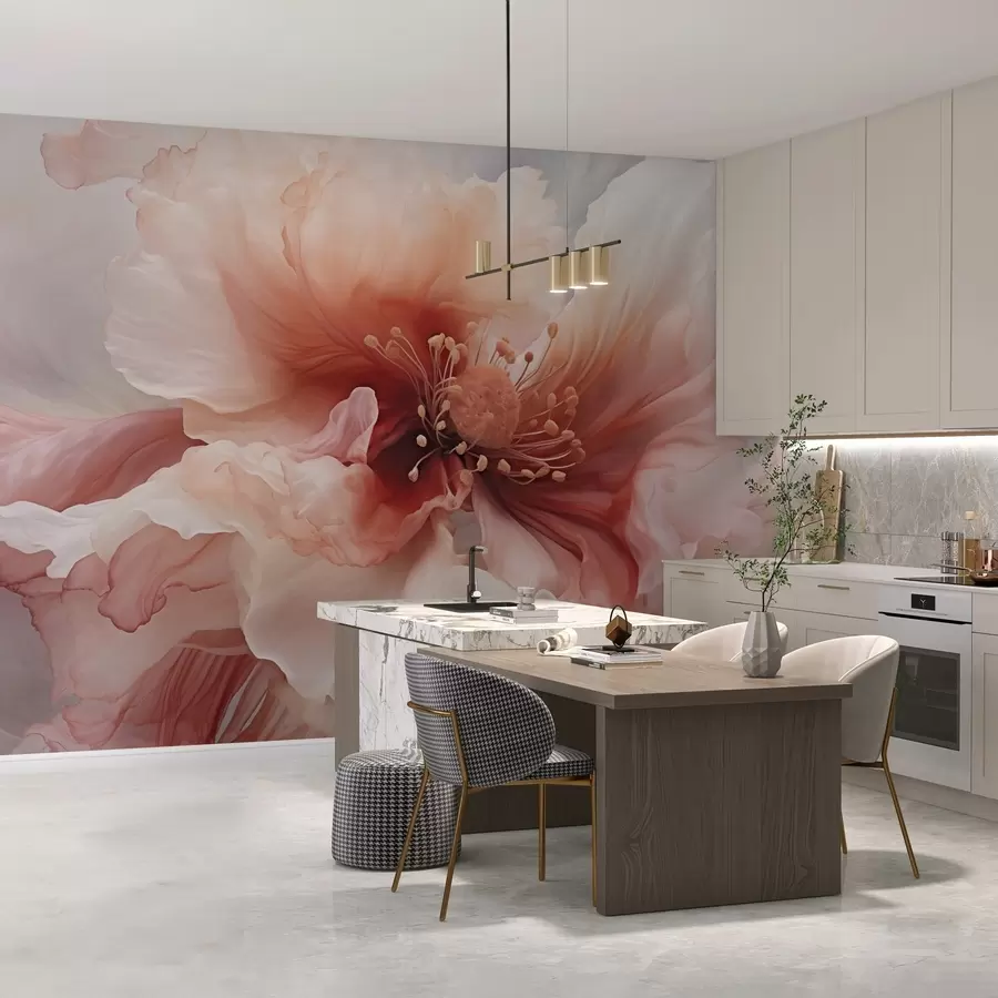Fotobehang Grote bloem in rode en roze tinten w04446v2