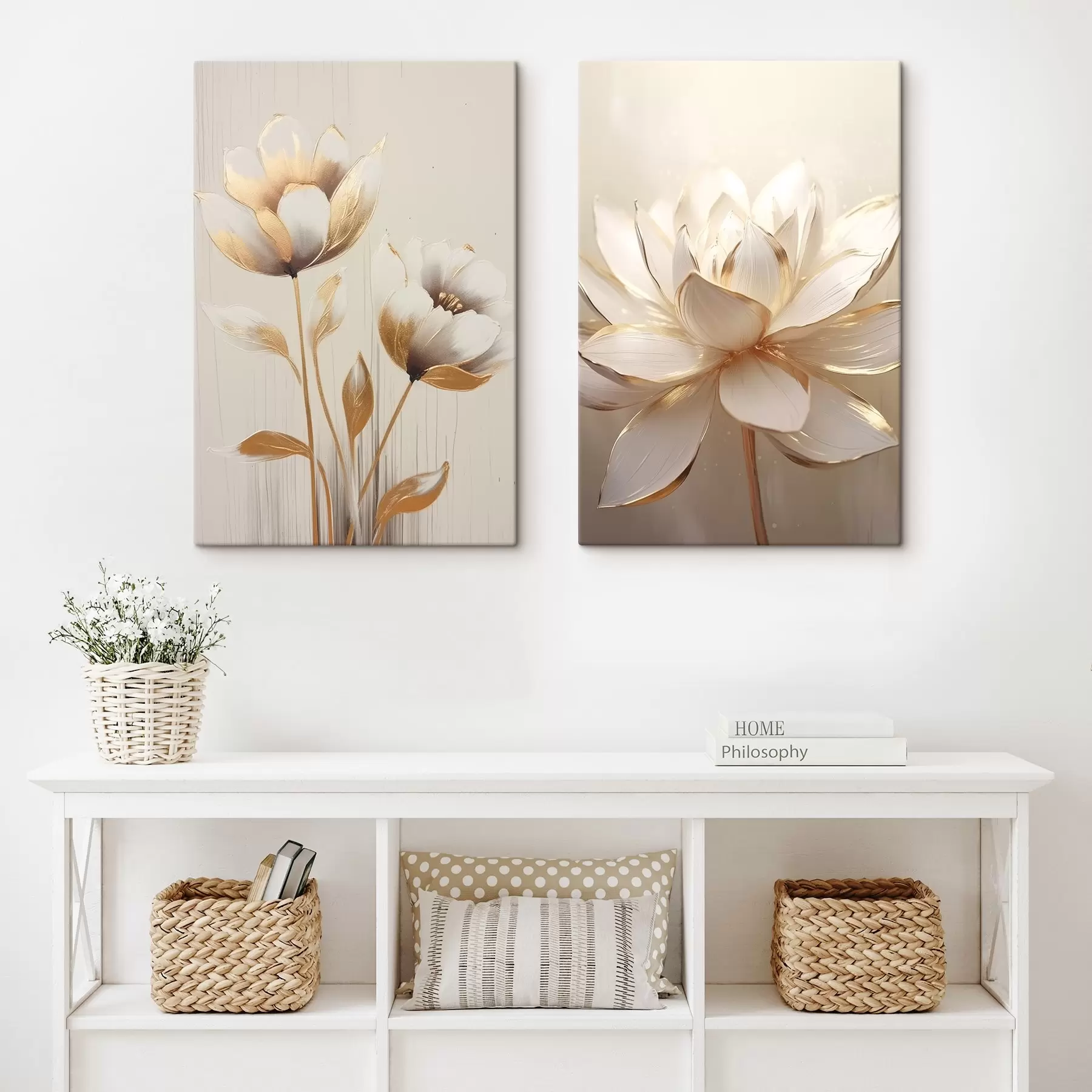  Schilderijen Bloemenduo en lotus m00682