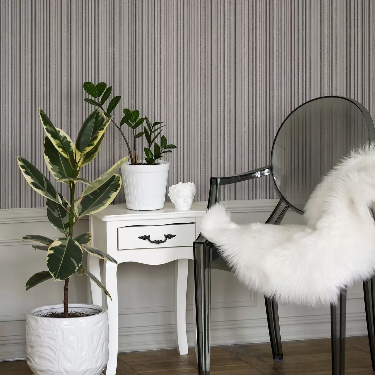Behang Delicate strepen in grijs-roze tinten a00509 Behang Delicate strepen in grijs-roze tinten a00509