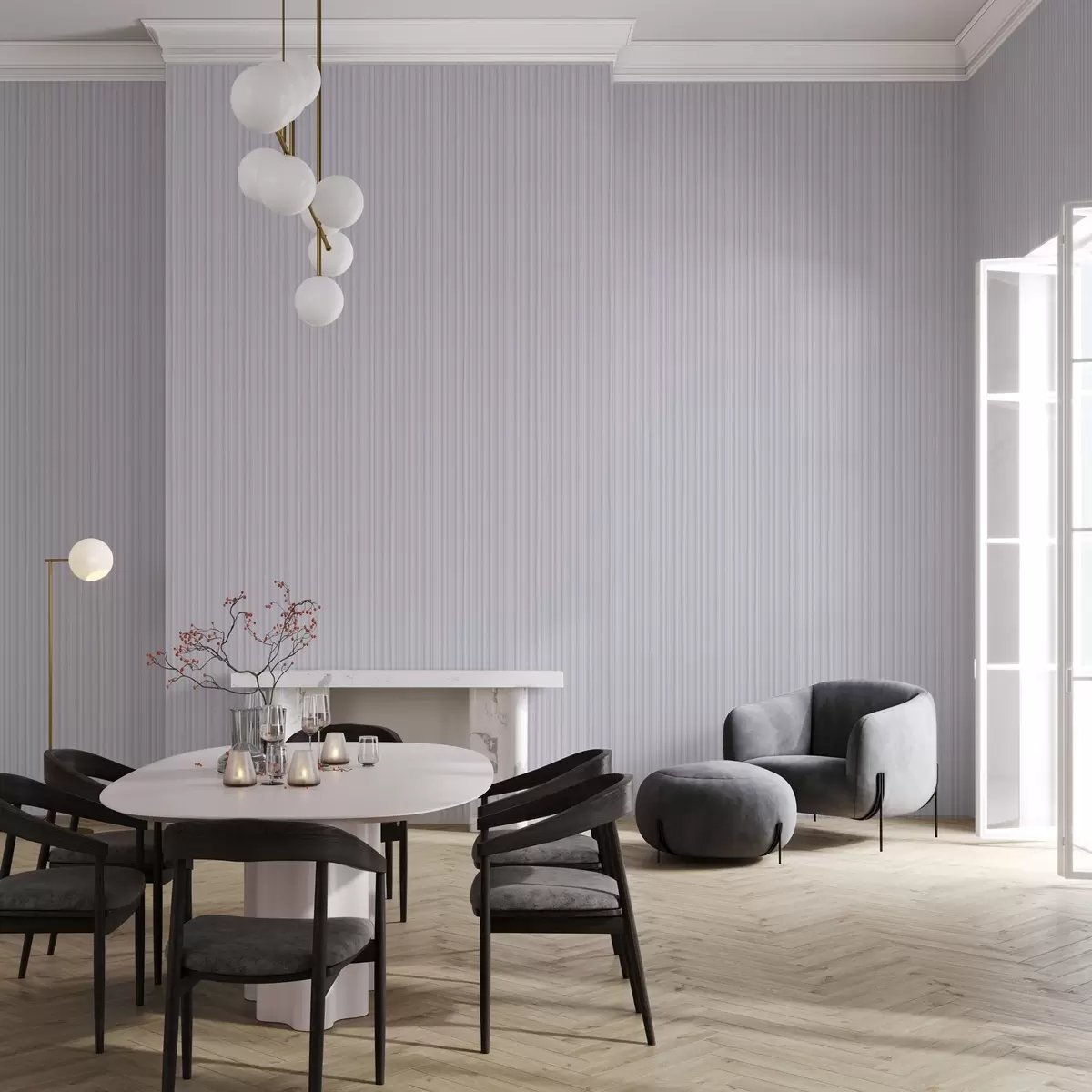 Behang Lavendelstrepen in pasteltinten a00511