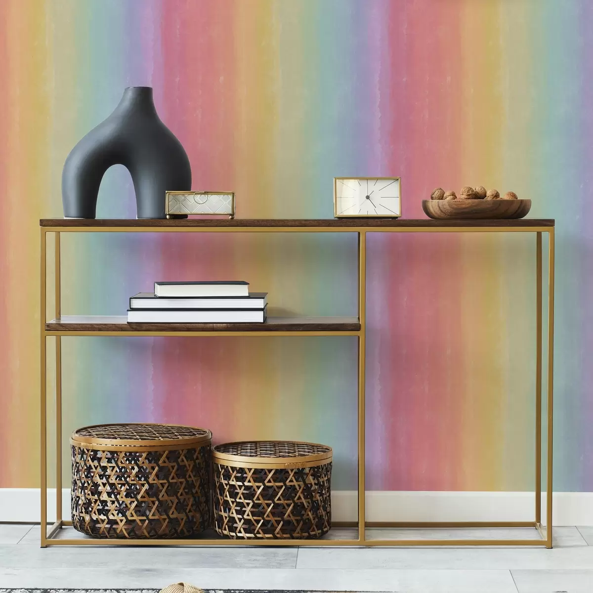 Behang Helder regenboogverloop met vloeiende overgangen a00512