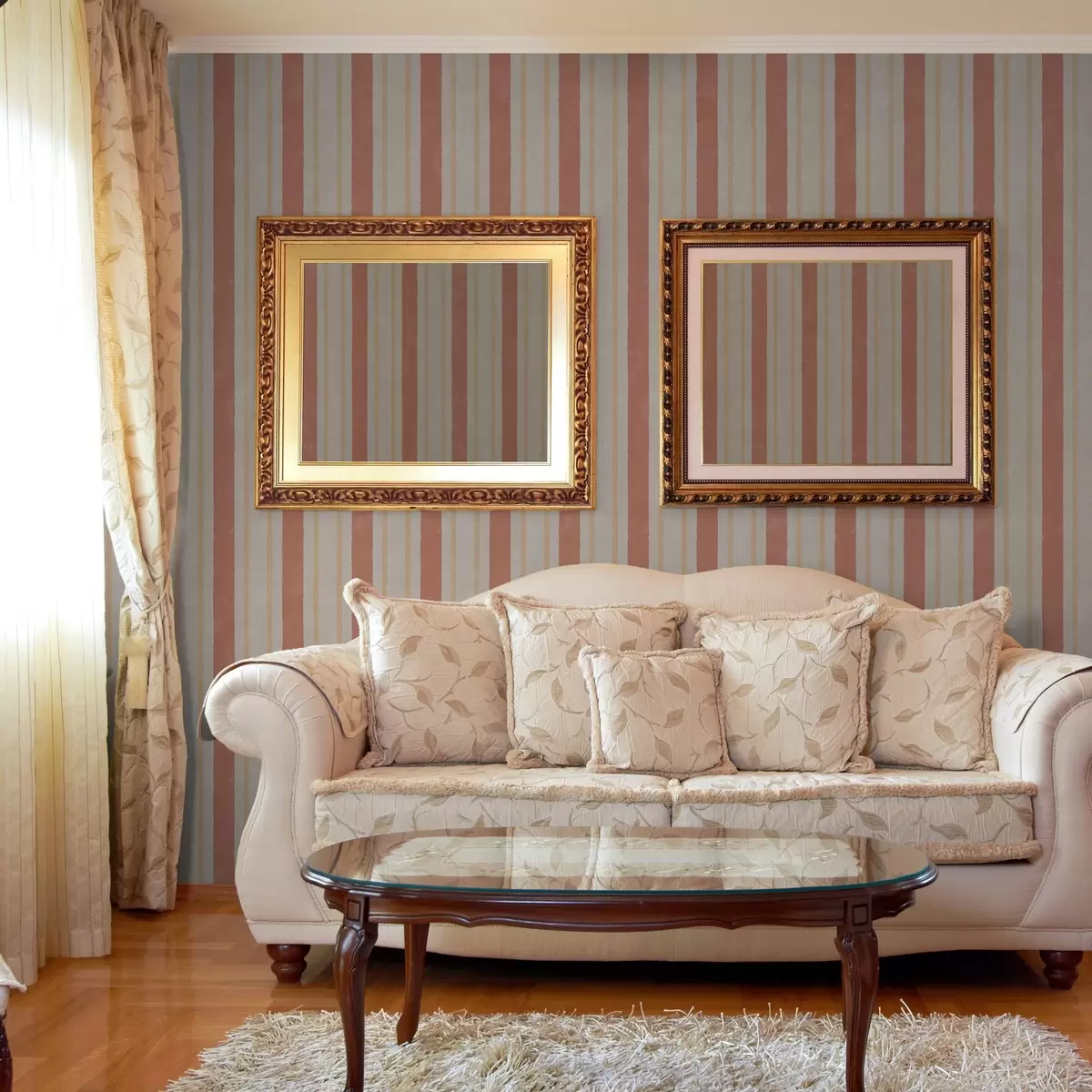 Behang Brede strepen in terracotta-beige tinten a00514